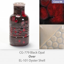 Black Opal - CG779 over Oyster Shell - EL101 Glaze Combination Black Opal - CG779 over Oyster Shell - EL101 Glaze Combination